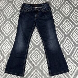 Silver Suki Bootcut Women's Jeans 30x29" Embroidered Pockets Distressed Western